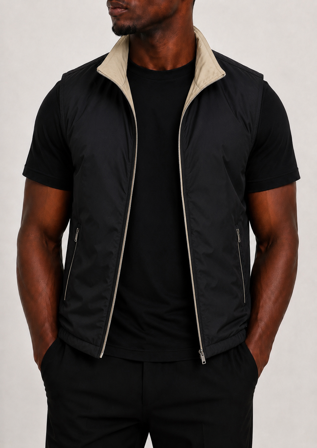 ONYX BLACK REVERSIBLE BODYWARMER
